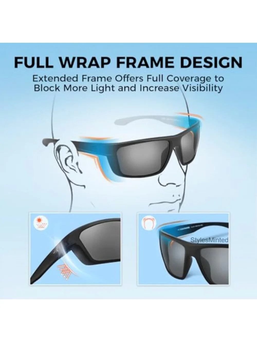 Polarized Sport Sunglasses for Driving Fishing Cycling Running UV Protection